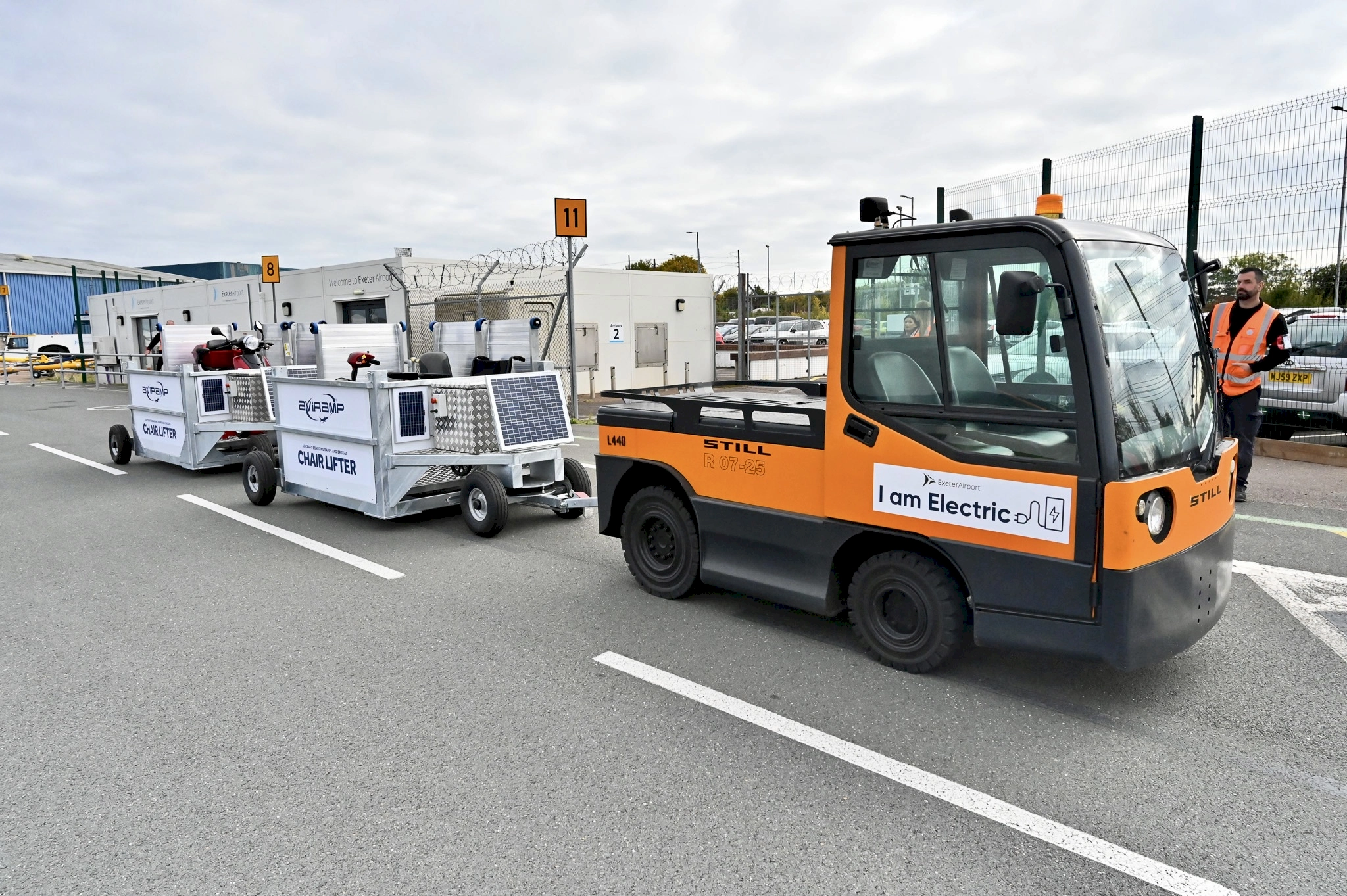 Multiple chairlifters can be linked together to load several mobility aids at the same time